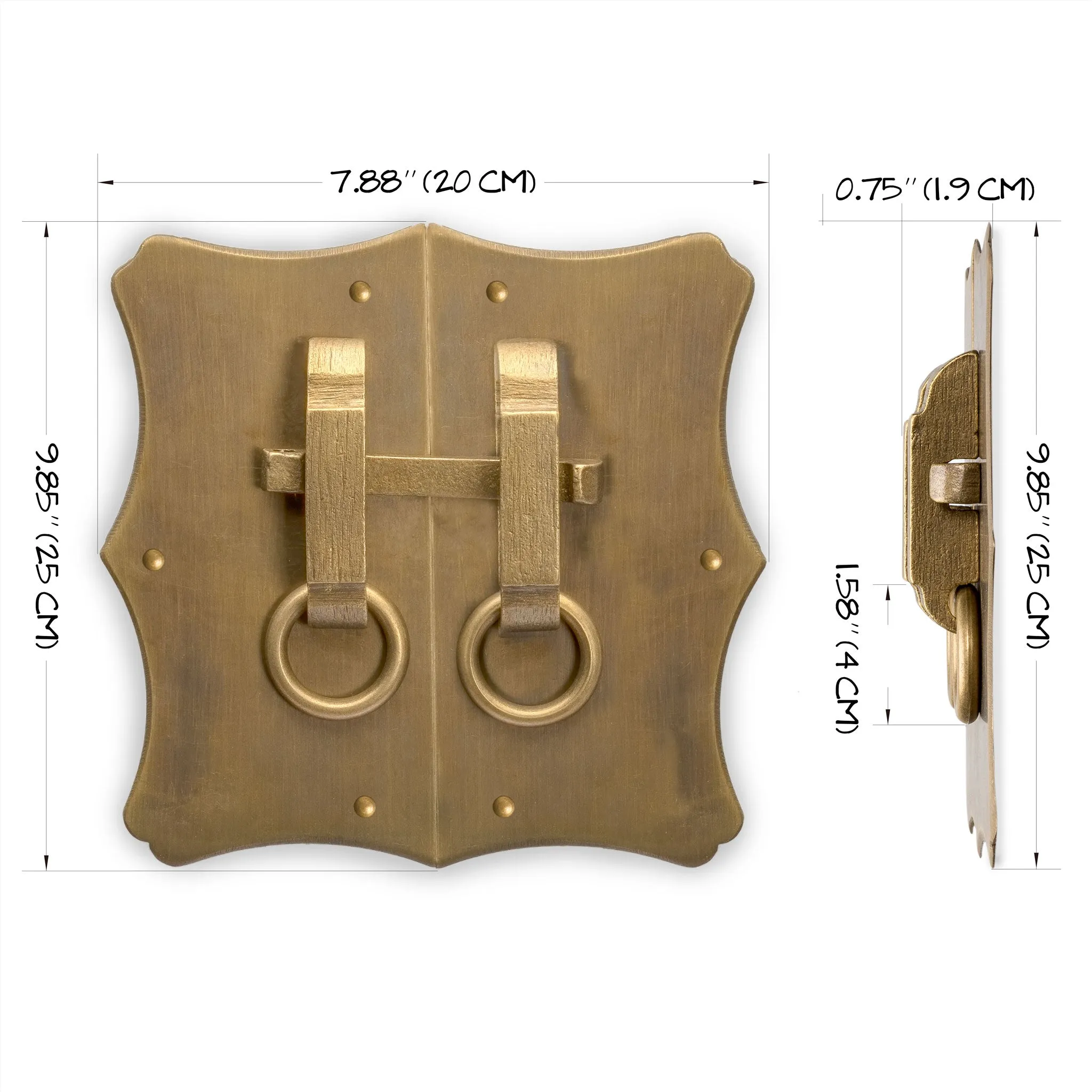Brass Bamboo Curve Cabinet Face Plate Backplate Hardware Set 8" x 10"
