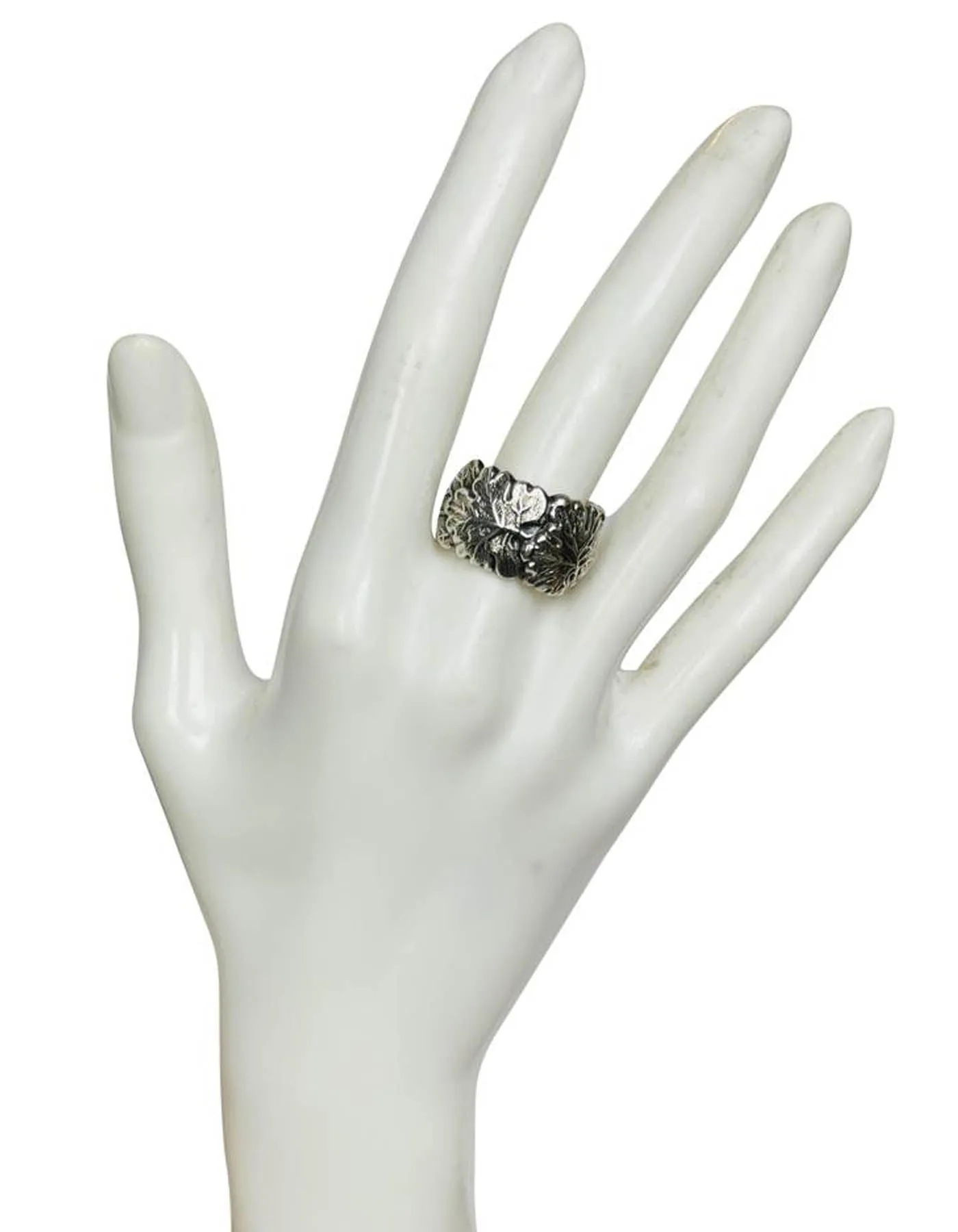 Buccellati Sterling Silver Oak Leaf Ring sz 7