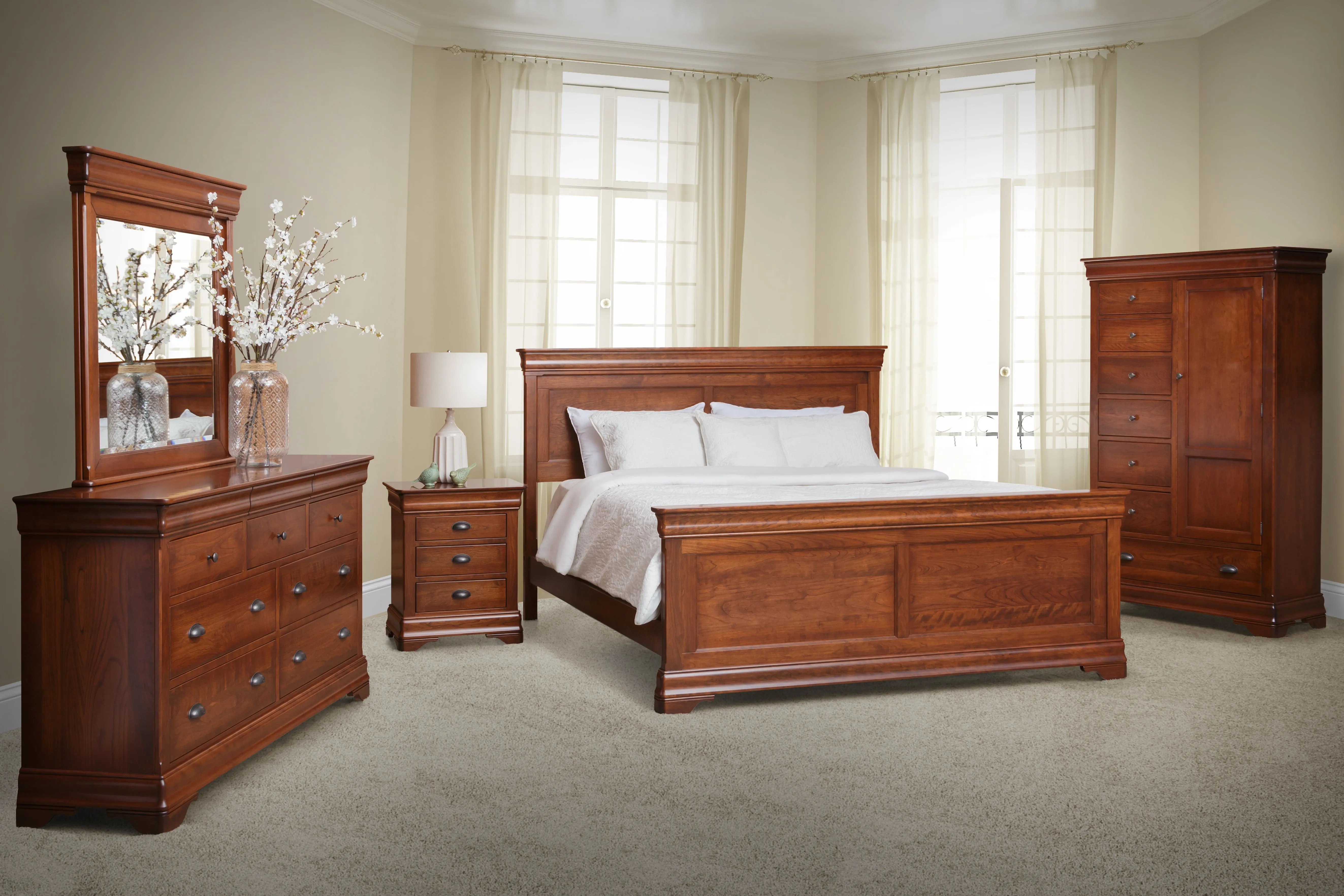 Chateau - Hardwood Amish Double Dresser with Optional Mirror