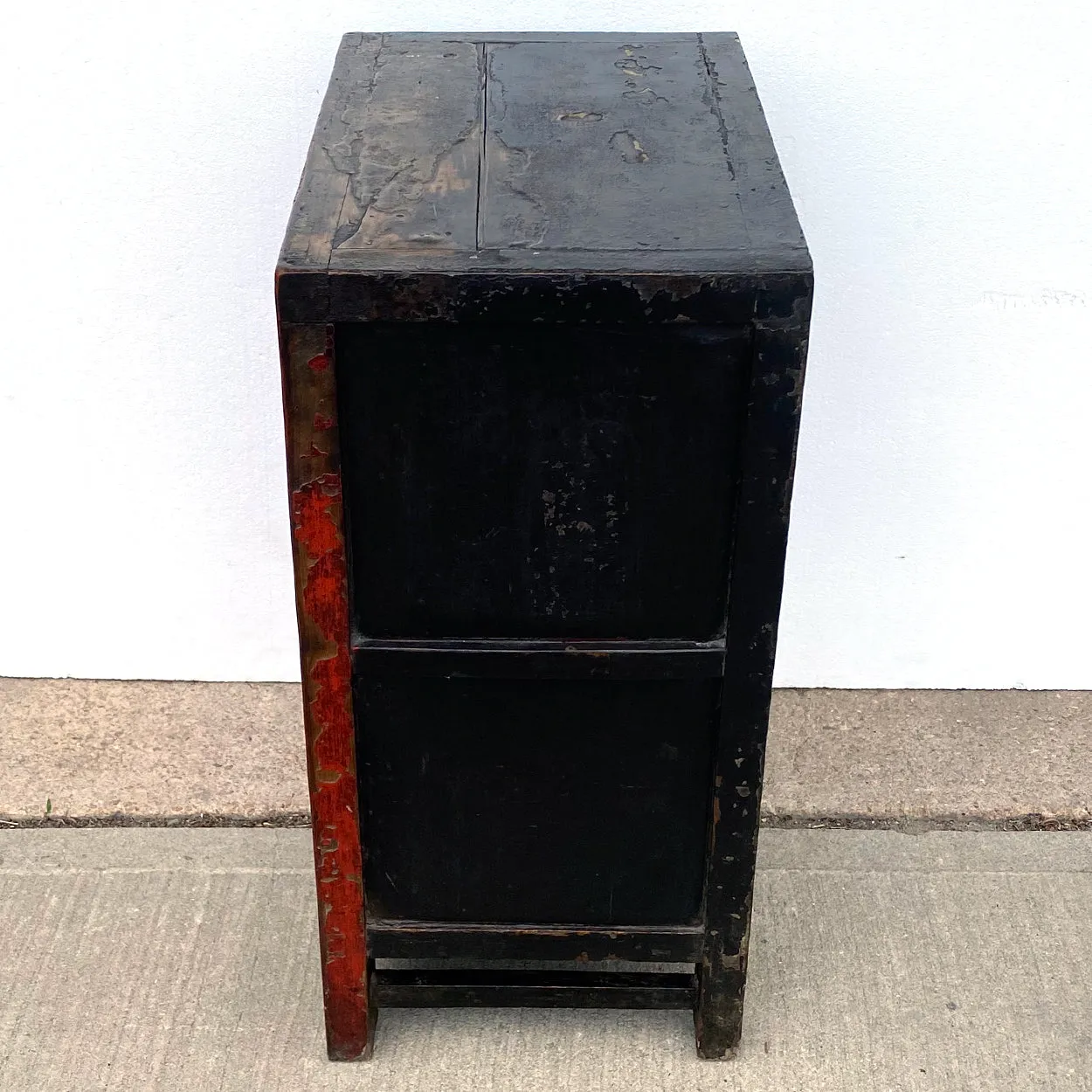 Chinese Qing Red Lacquer Wooden Side Cabinet