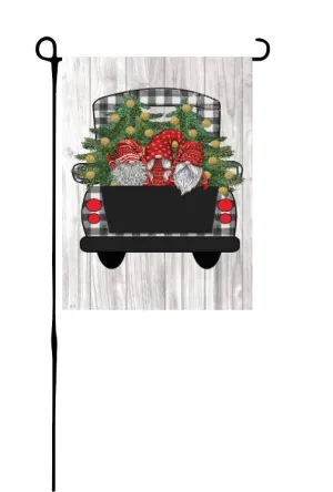 Christmas Gnomes in Truck Garden Flag