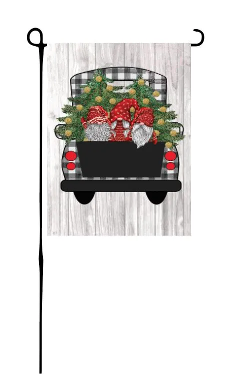 Christmas Gnomes in Truck Garden Flag