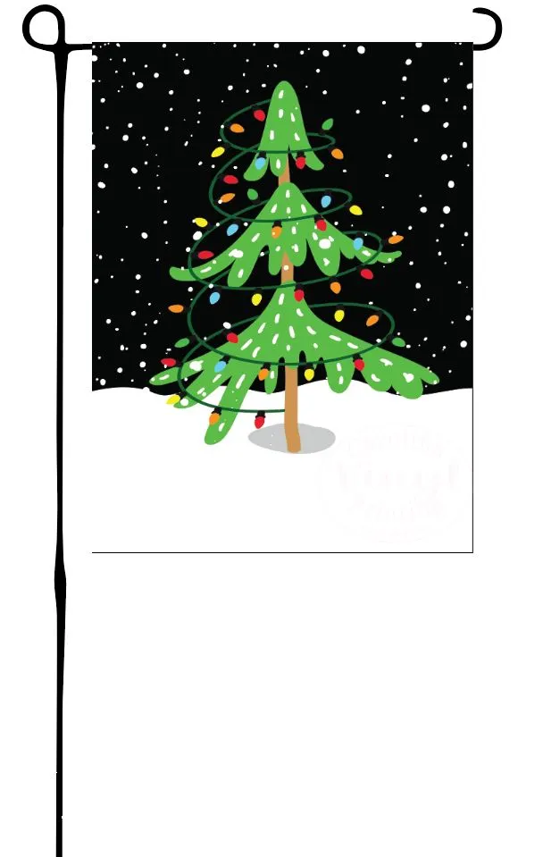 Christmas Tree at Night Garden Flag