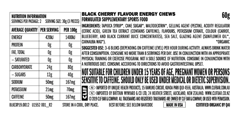 CLIF Shot Blok 60g Black Cherry (50g Caffeine) single