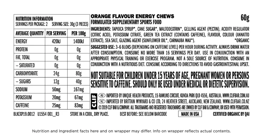 CLIF Shot Blok 60g Orange (25g Caffeine) single