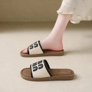 CRLAYDK Flat Sandals for Women Walking Summer Letters Designer Comfortable Ladies Slippers Casual Outdoor Beach Dressy Slides