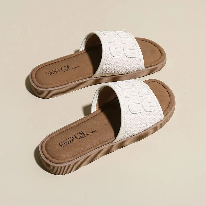 CRLAYDK Flat Sandals for Women Walking Summer Letters Designer Comfortable Ladies Slippers Casual Outdoor Beach Dressy Slides