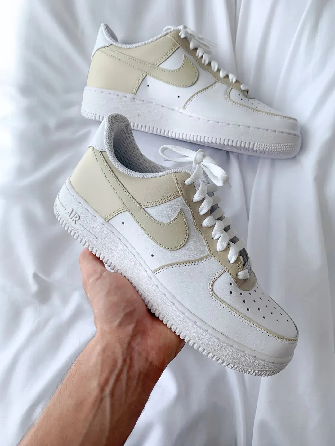 Custom Nike AIR Force 1 Sneaker - Light Beige