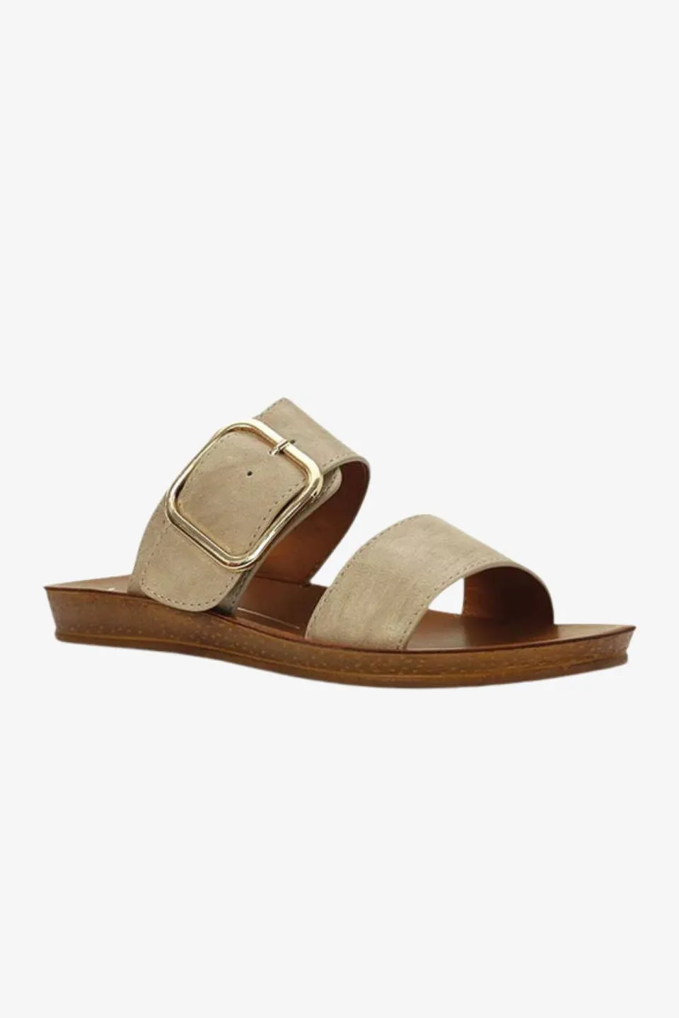 Doti Taupe Buckle Slide