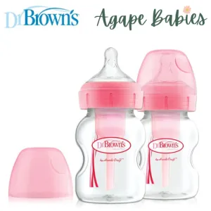 Dr Brown’s 5oz/150ml PP Wide-Neck "Options " Bottle (Twin Pack) - Pink