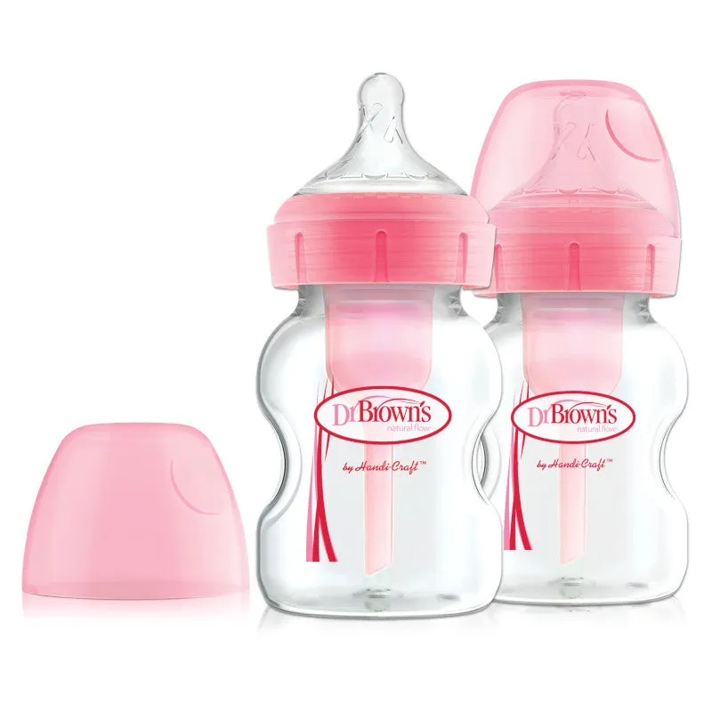 Dr Brown’s 5oz/150ml PP Wide-Neck "Options " Bottle (Twin Pack) - Pink