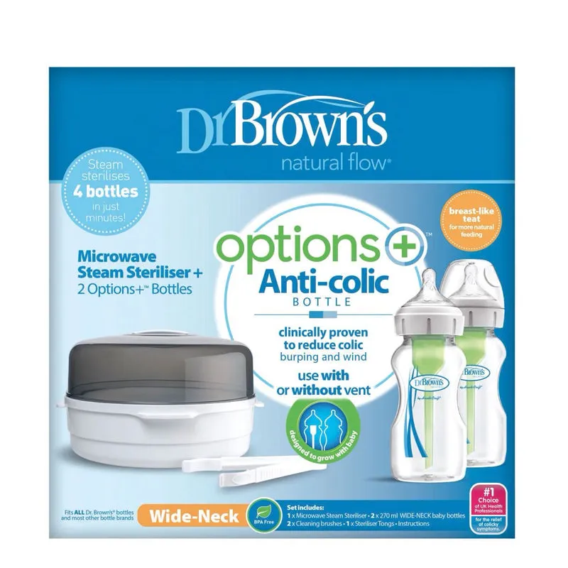 Dr Brown's Microwave Steriliser & Options  Bottles 270ml 2Pk