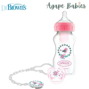 Dr Brown's PP Wide-Neck Options  Bottle   Soother Gift Set - PINK