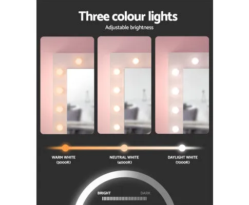 Dressing Table Set Stool 12 Led Bulbs White