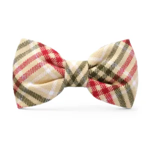 Eggnog Plaid Flannel Dog Bow Tie Attachment