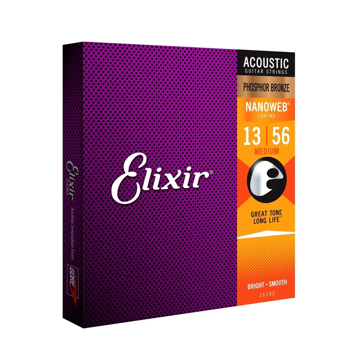 Elixir 16102 Phosphor Bronze Nanoweb Medium, 13-56