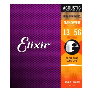 Elixir 16102 Phosphor Bronze Nanoweb Medium, 13-56