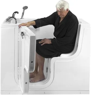 Ella Transfer60 Acrylic Soaking Walk-In Tub, Outward Swing Door, Fast Fill Faucet, Left 2" Dual Drain