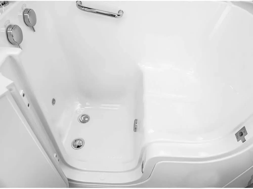 Ella Transfer60 Acrylic Soaking Walk-In Tub, Outward Swing Door, Fast Fill Faucet, Left 2" Dual Drain