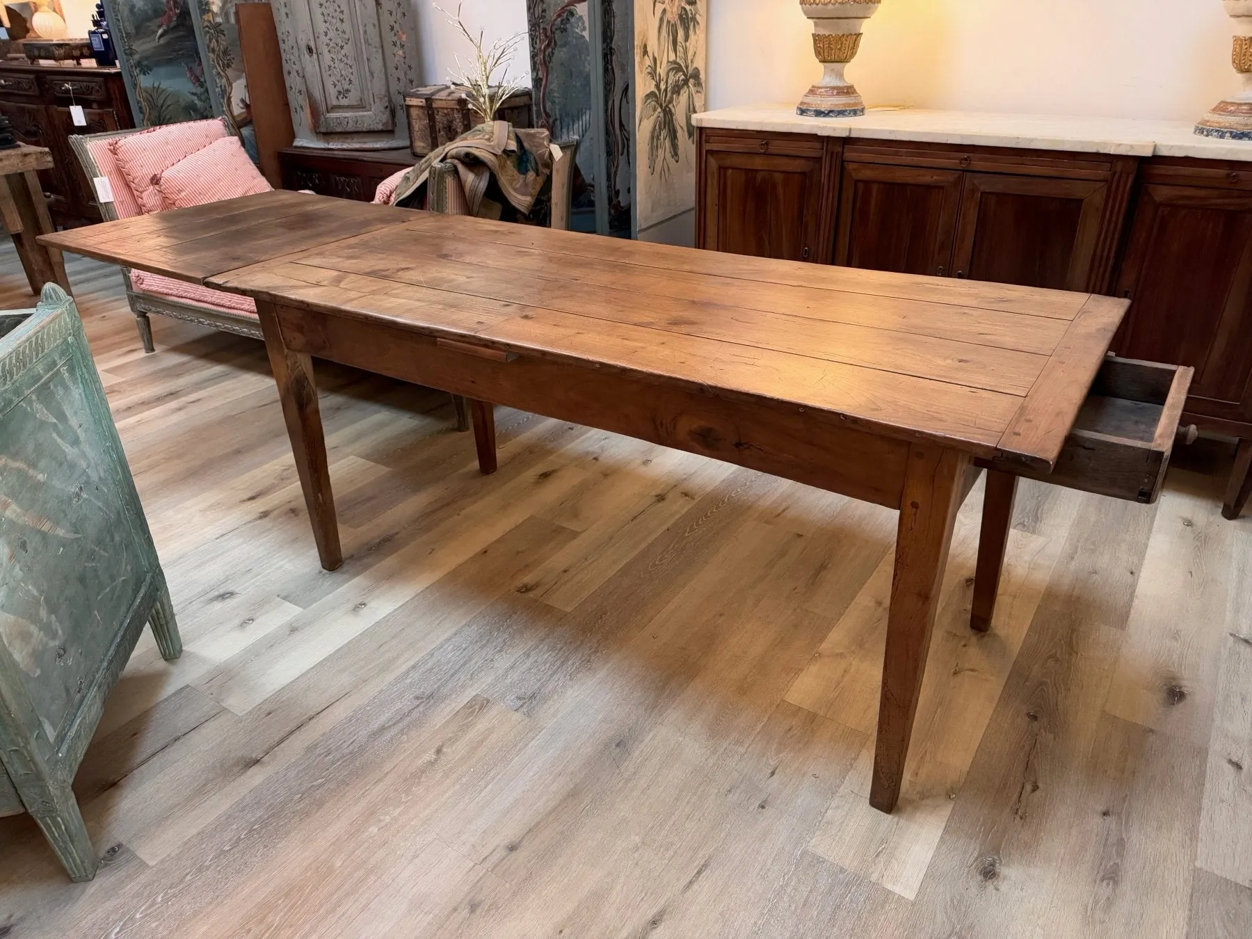 French Provincial Farm Table, Extending, Fine Patina