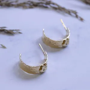Gold Plated Slide Flower Stud Earrings