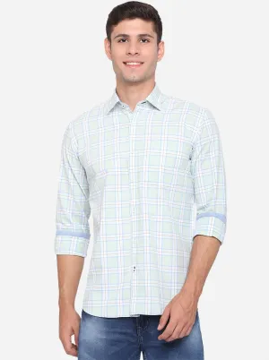 Green Checked Slim Fit Casual Shirt | JadeBlue