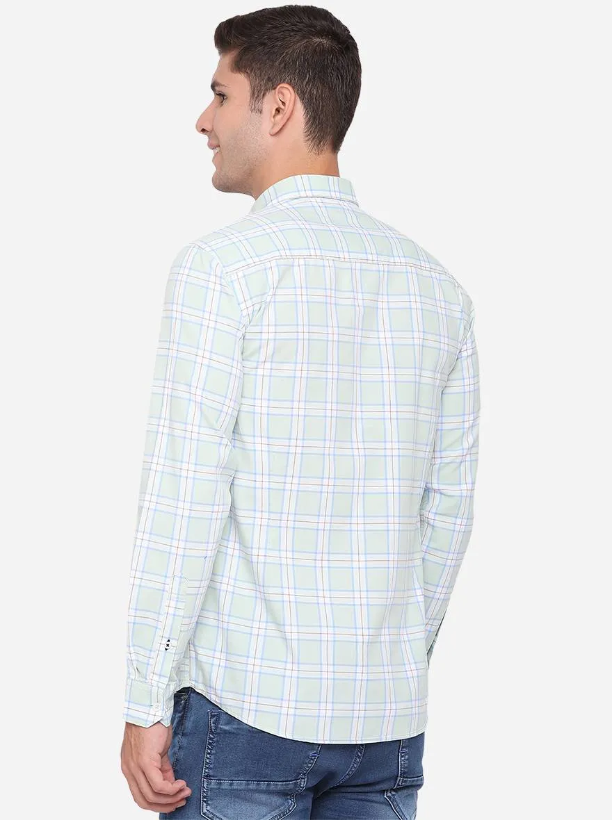 Green Checked Slim Fit Casual Shirt | JadeBlue