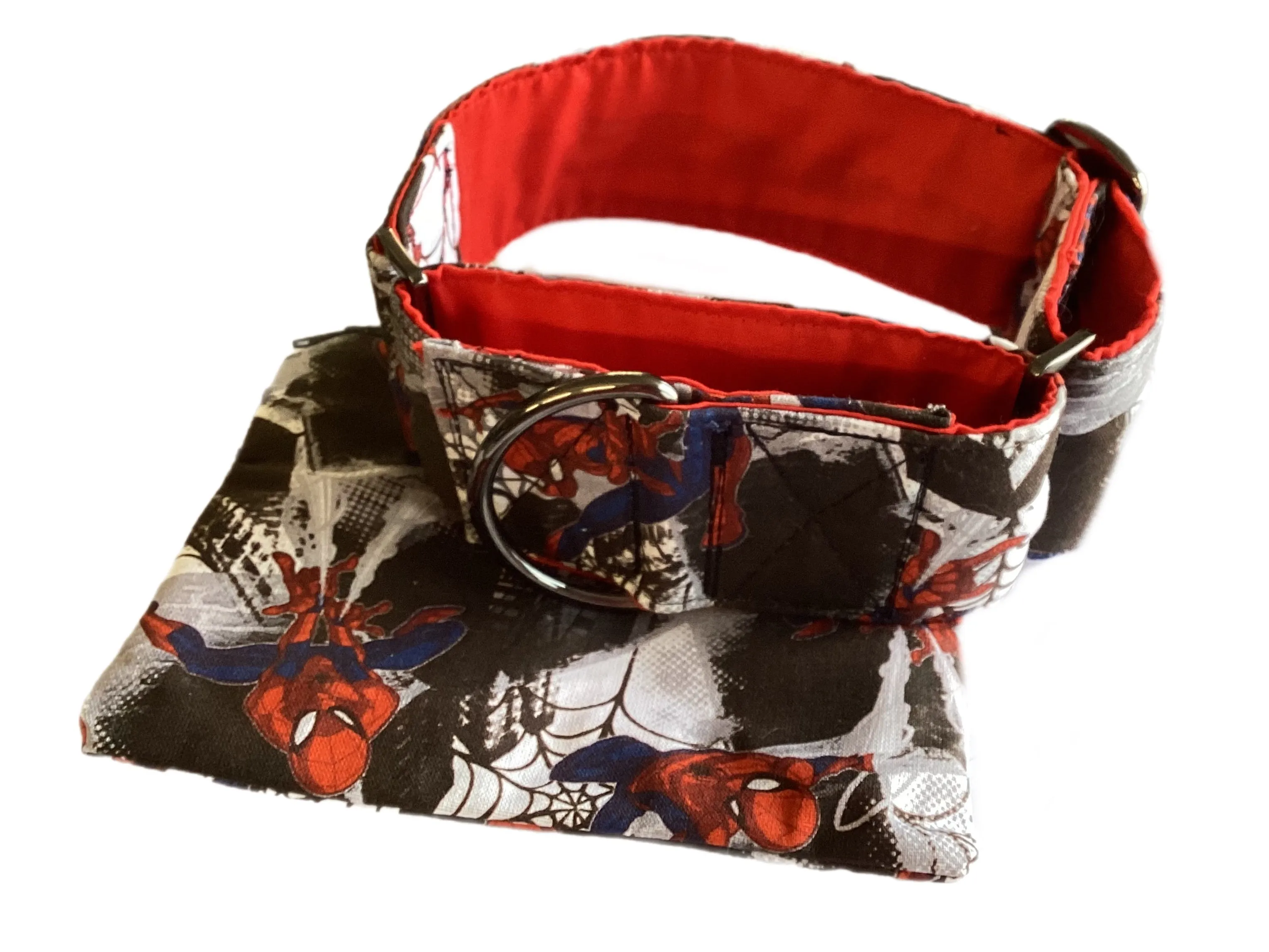 Greyhound Martingale collar Spiderman cotton wide 50cms