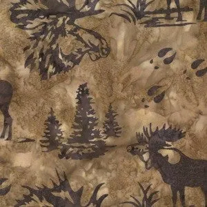 Hoffman Fabrics Mocha Brown Bull Moose Batik Fabric N2911-171-Mocha