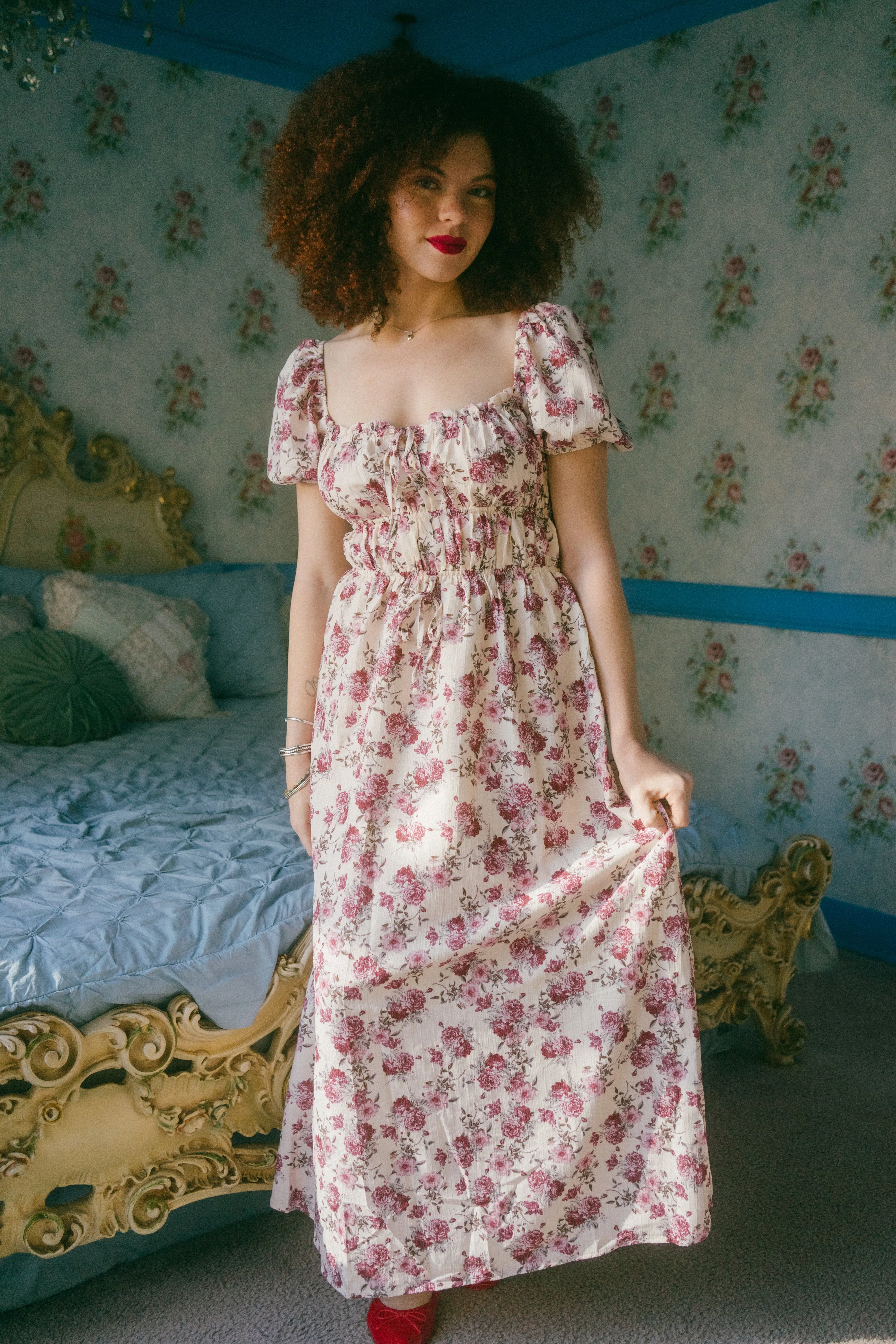 Ingrid Dress in Cranberry Garden