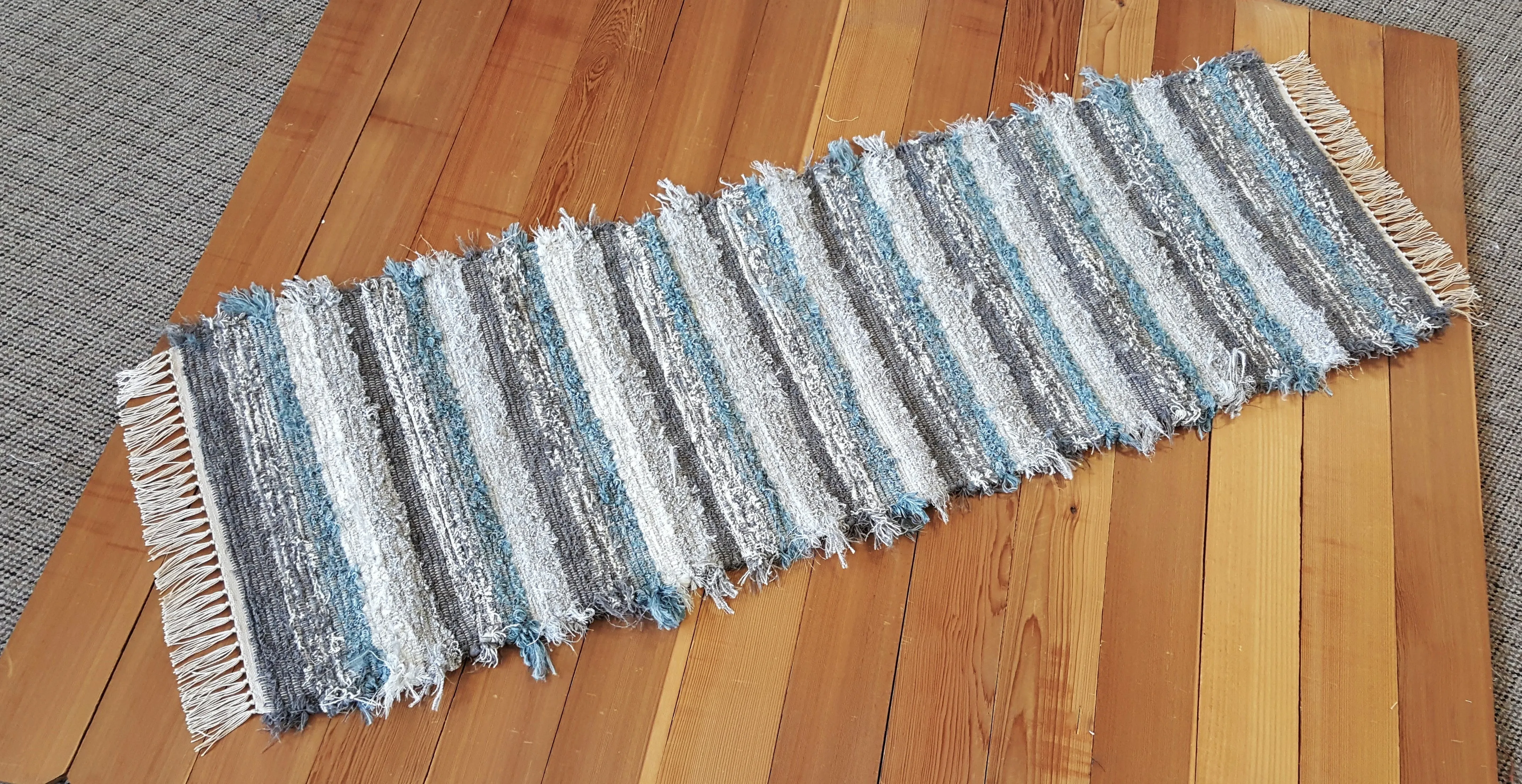 Kitchen or Hallway Runner Rug - 24" x 72" Aqua, Gray & Silver
