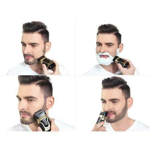 Kleen Kut Wet or Dry Shaver Set - 3 in 1 Black & Gold Set! Includes Nose/Ear Trimmer & Face Trimmer! Packaging damaged, contents are perfect!