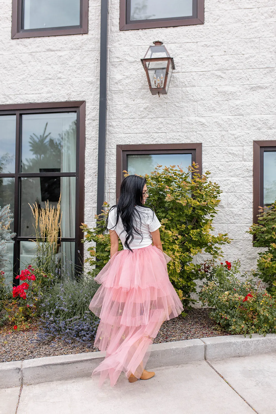 Material Girl High Low Tiered Tulle Skirt ~ Pink