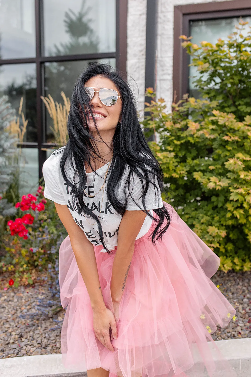 Material Girl High Low Tiered Tulle Skirt ~ Pink