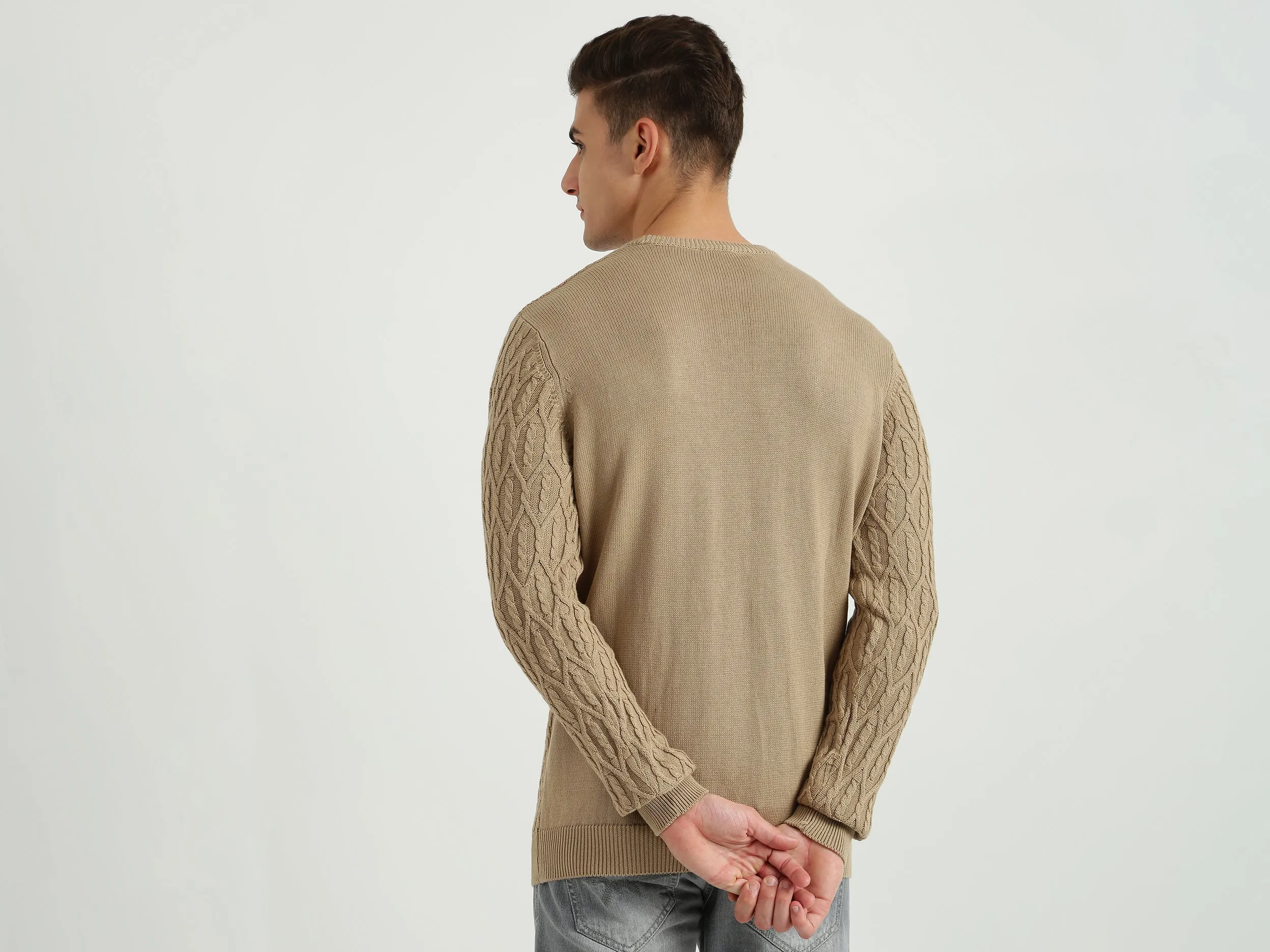 Mens Long Sleeve Textured Sweater