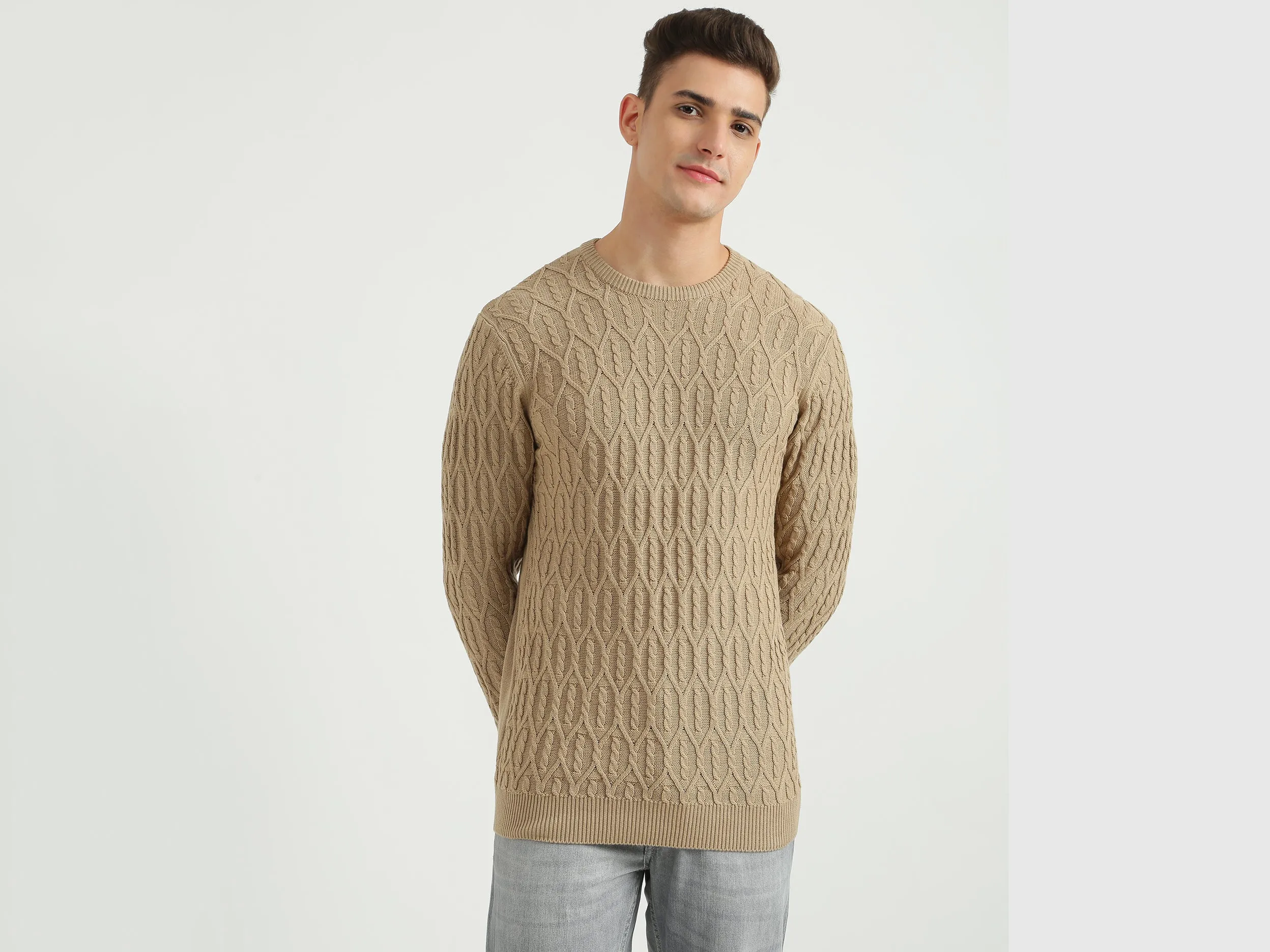 Mens Long Sleeve Textured Sweater