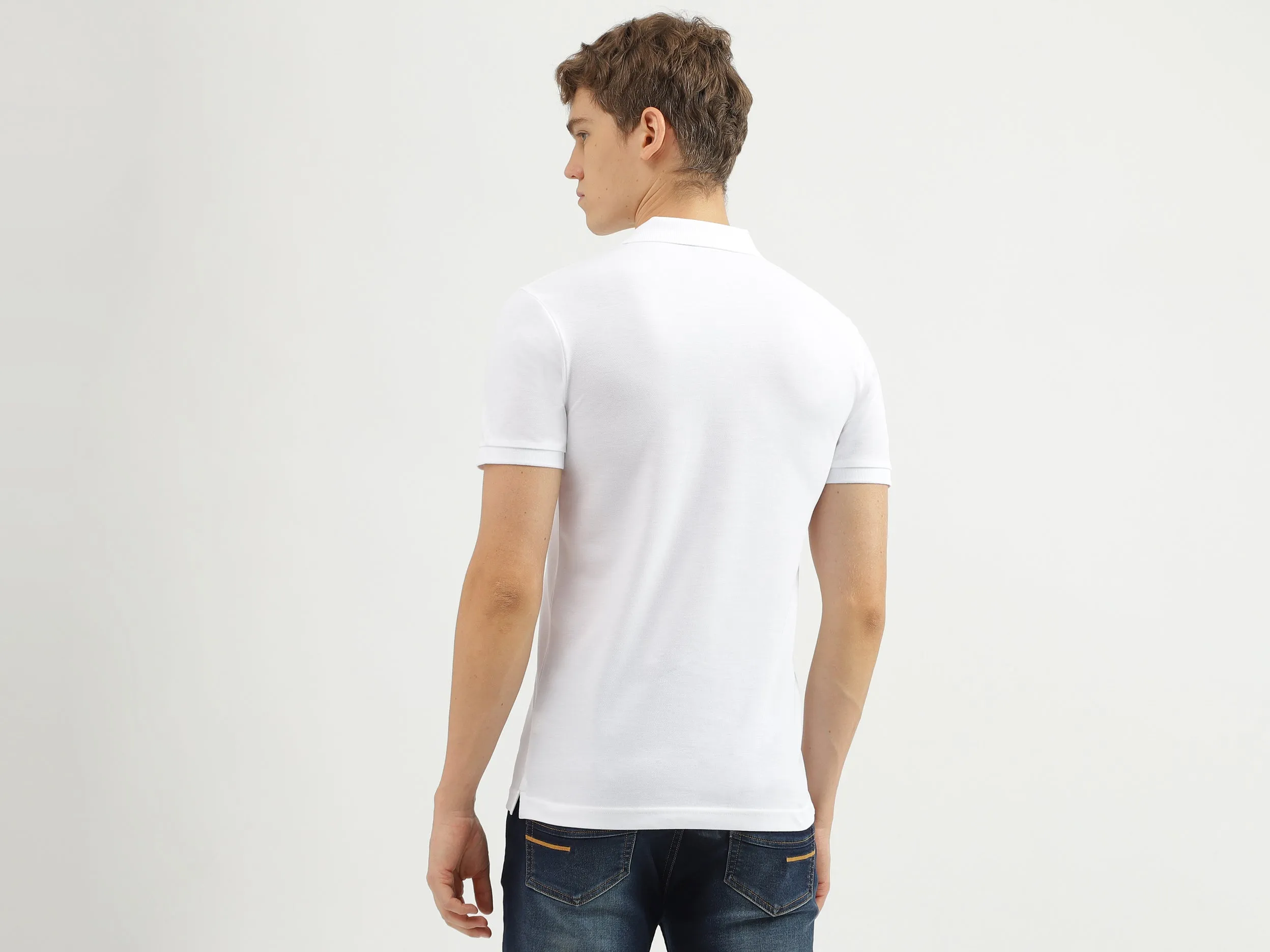Men's Regular Fit Polo Neck Applique T-shirt