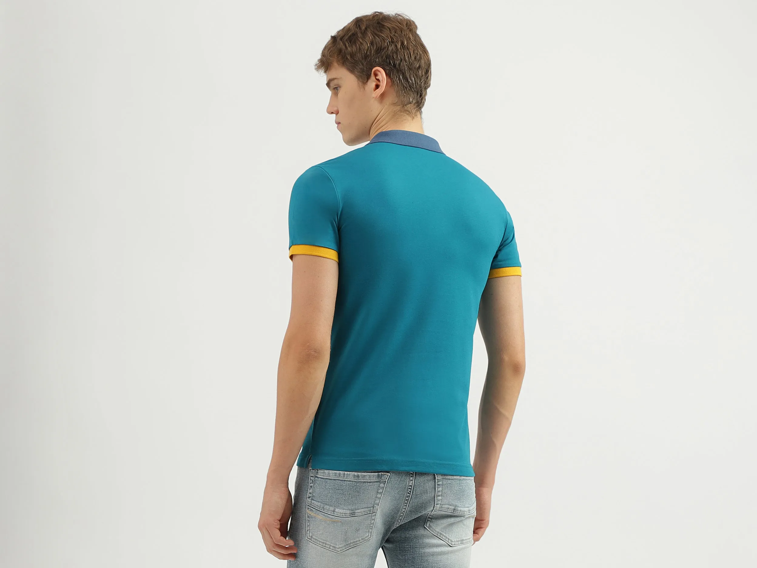 Men's Regular Fit Polo Neck Applique T-shirt