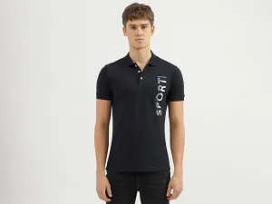 Men's Regular Fit Polo Neck Applique T-shirt