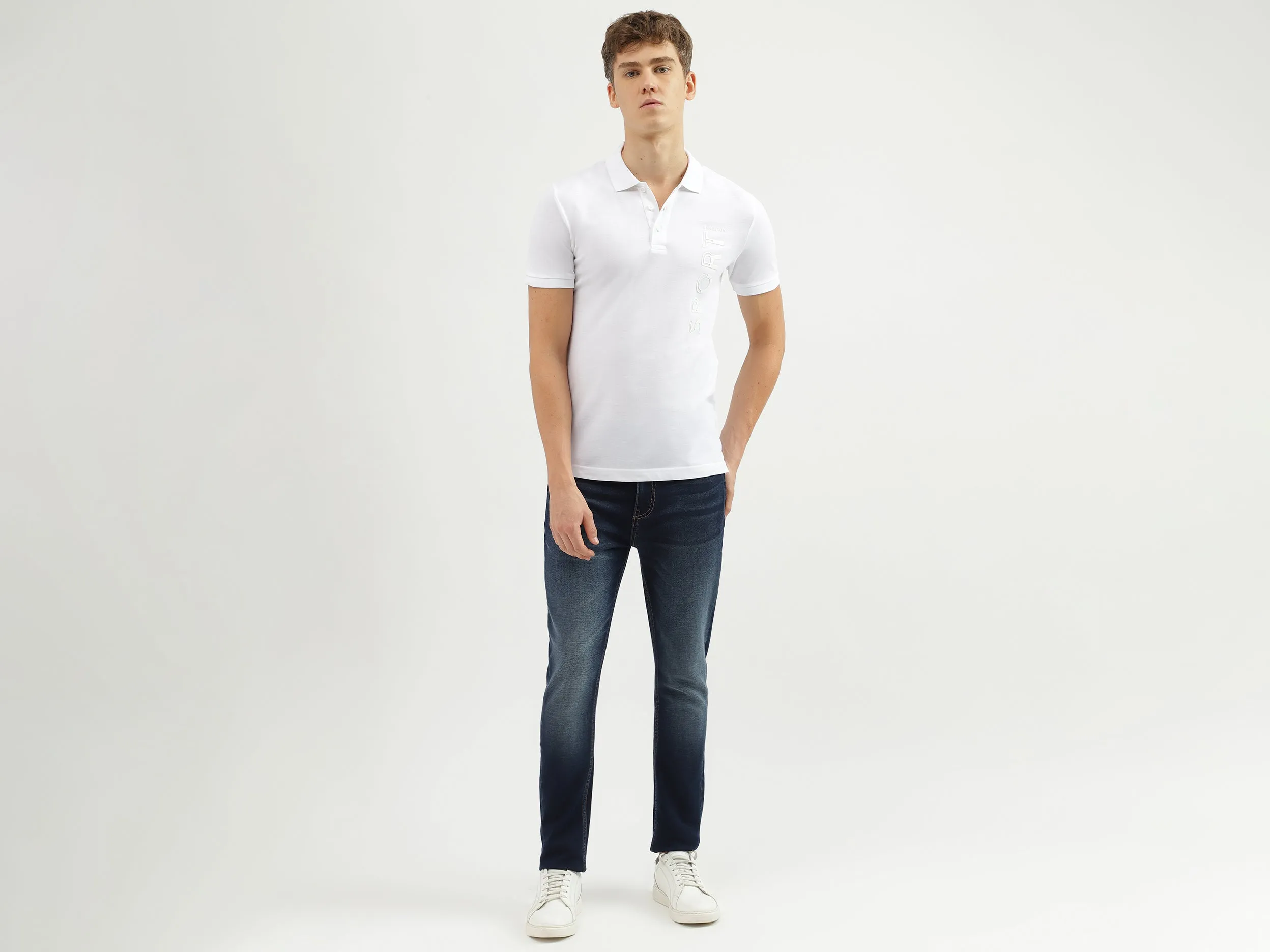 Men's Regular Fit Polo Neck Applique T-shirt