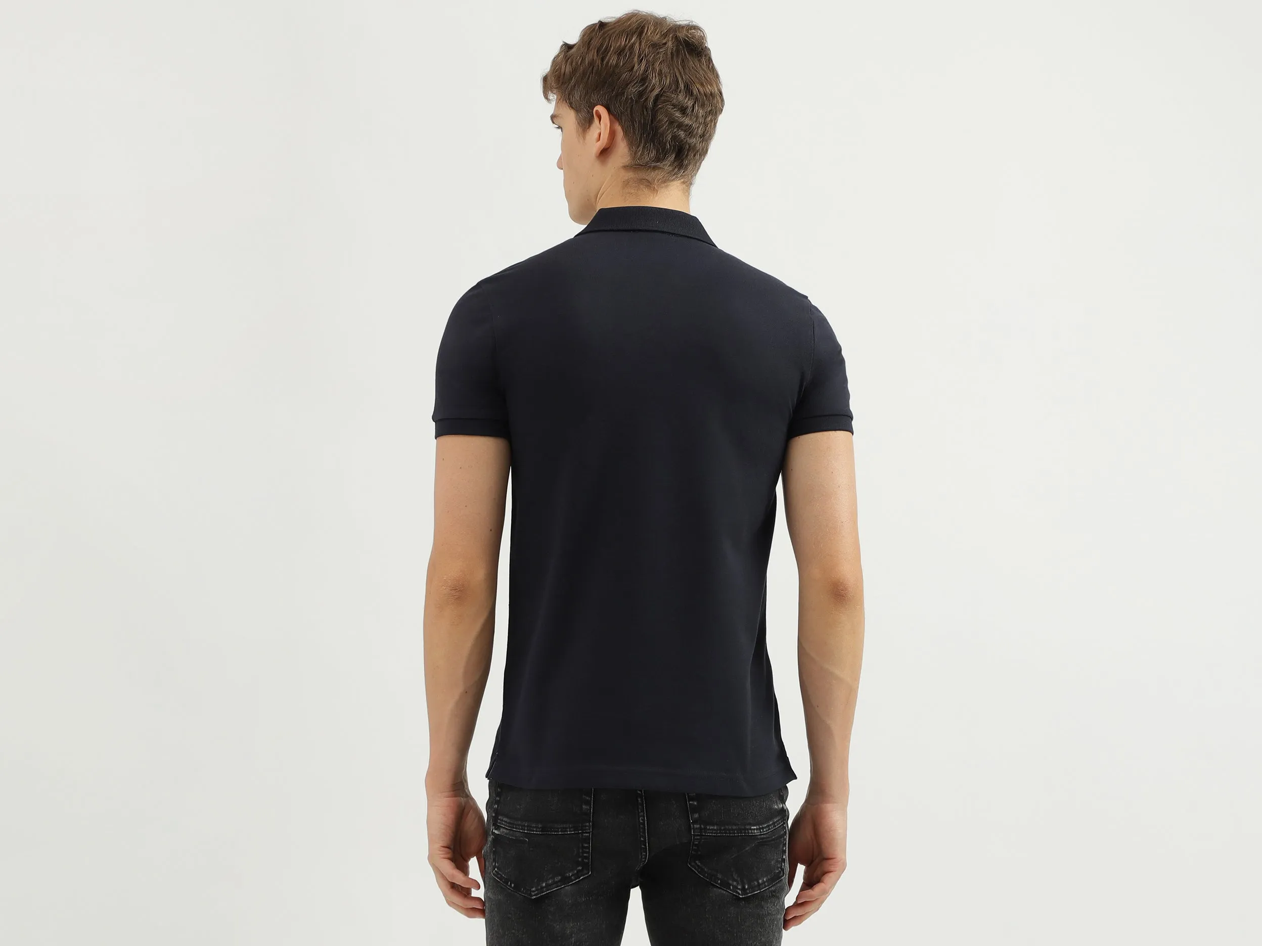 Men's Regular Fit Polo Neck Applique T-shirt