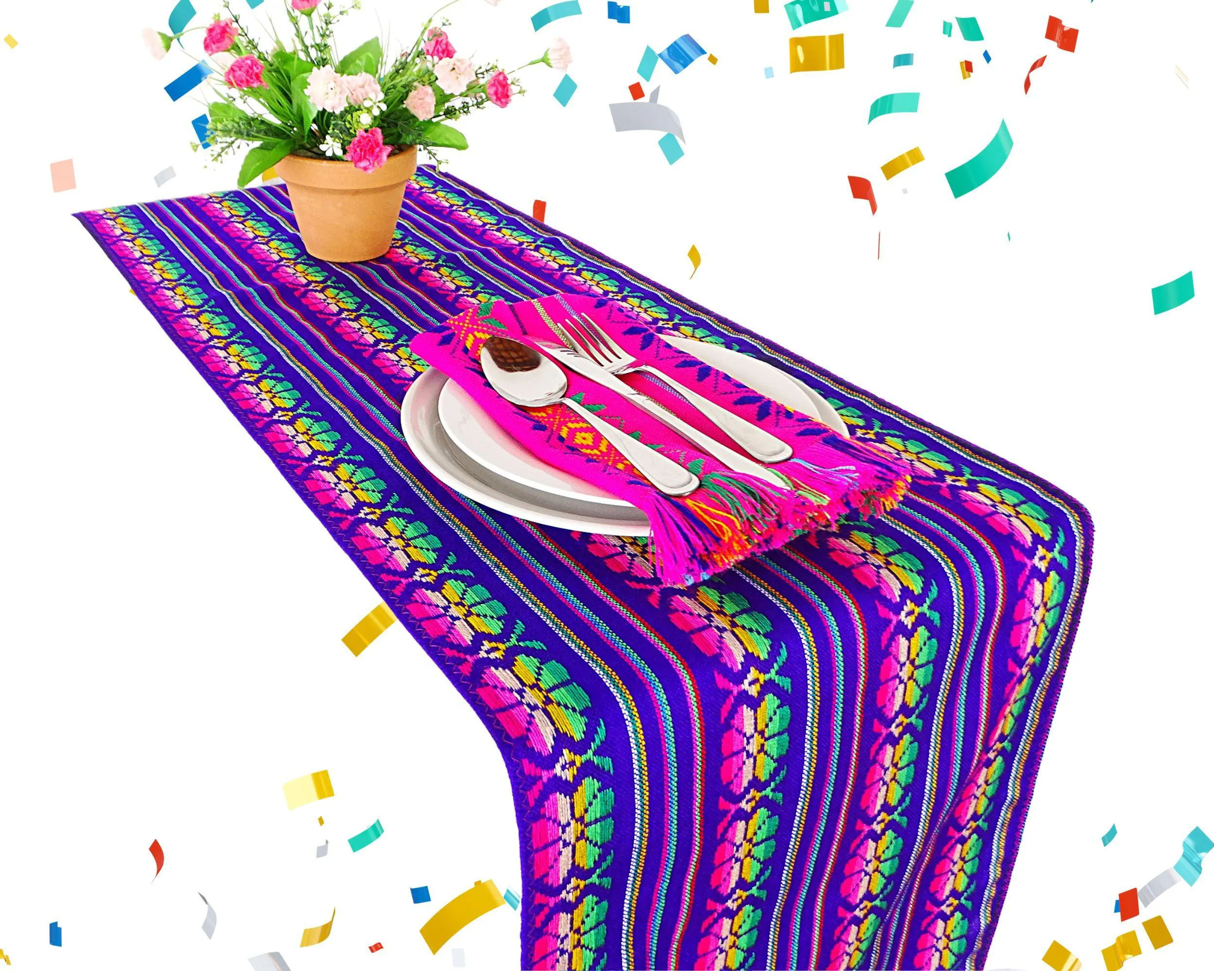 Mexican Table Runner in Purple