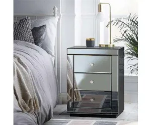 Mirrored Bedside Table - Grey