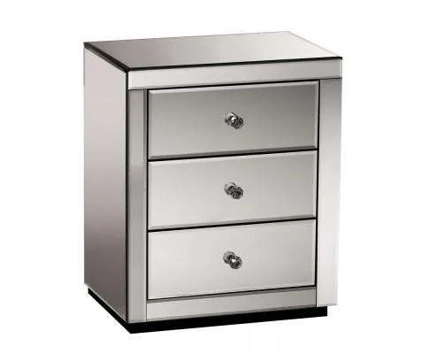 Mirrored Bedside Table - Grey
