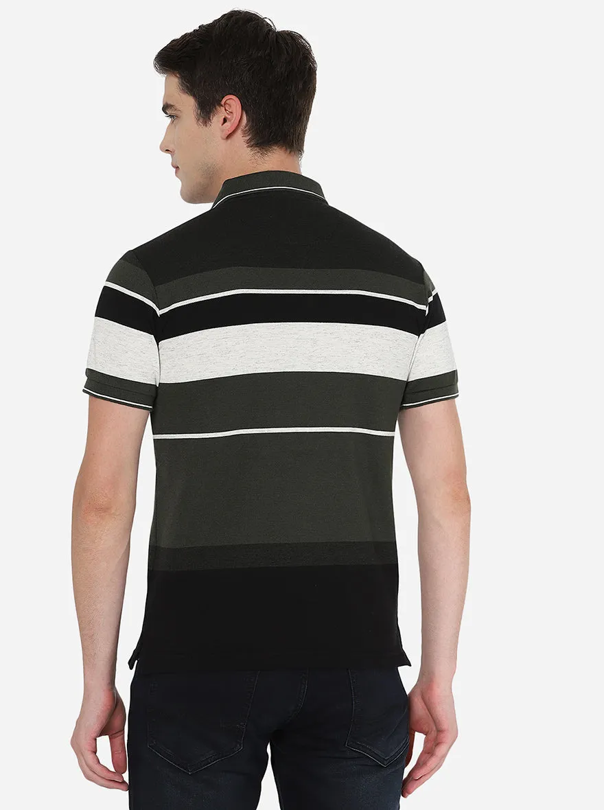 Multicolor Striped Slim Fit Polo T-Shirt | Greenfibre