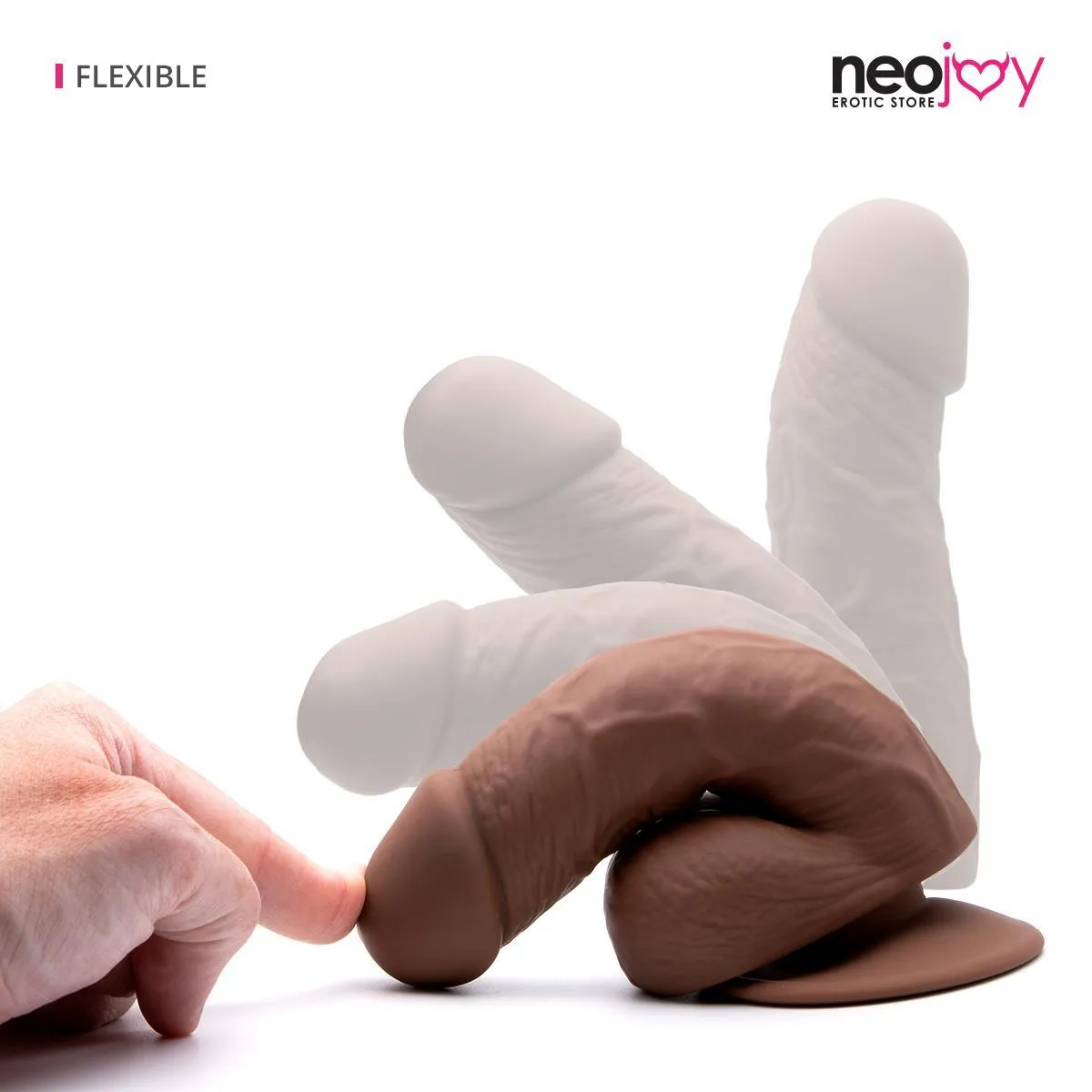 Neojoy - Fill-me Up Silicon Realistic Dildo With Suction Cup - Brown - 13.5cm - 5.3 inch