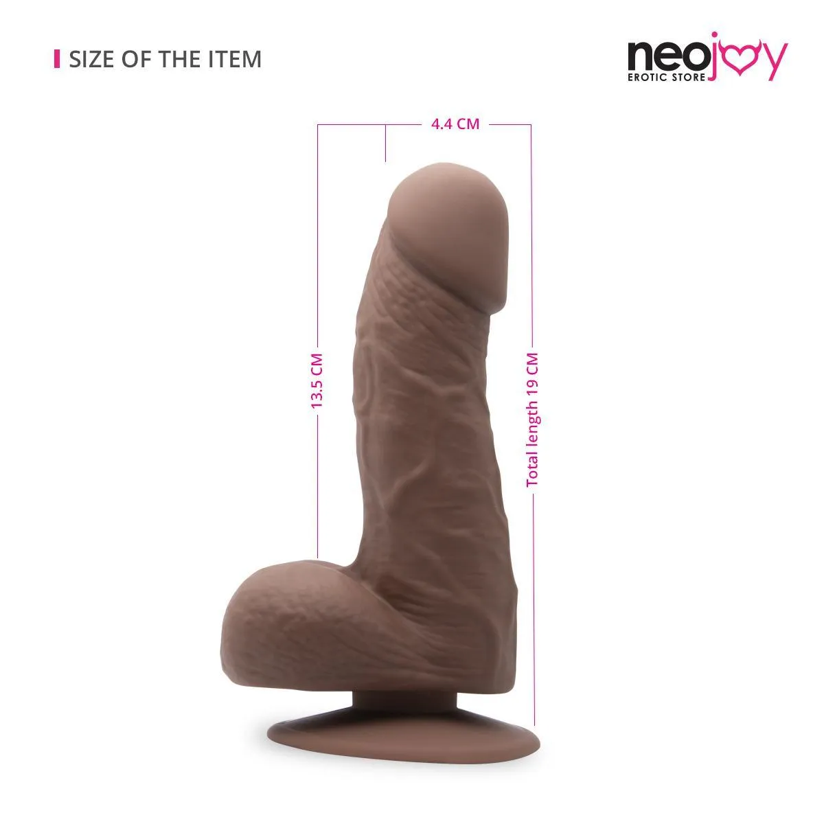 Neojoy - Fill-me Up Silicon Realistic Dildo With Suction Cup - Brown - 13.5cm - 5.3 inch