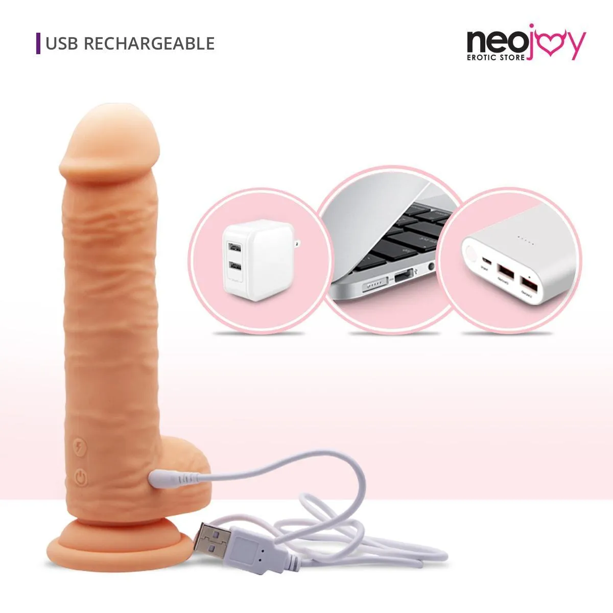 Neojoy - Mr. Vibes  Skinlike  Realistic Vibrating Dildo Flesh With A Strong Suction Cup - Flesh - 20cm - 7.9 inch