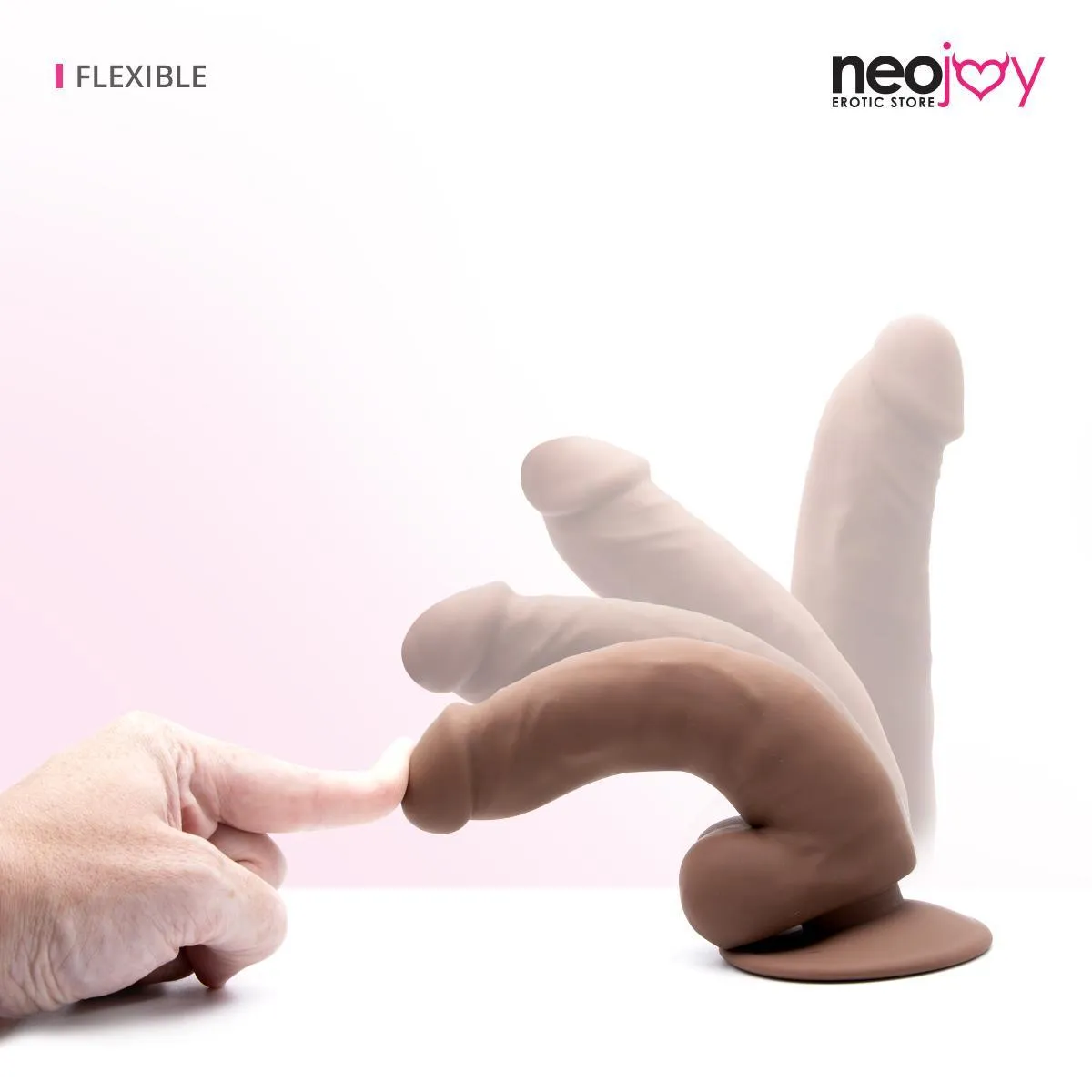 Neojoy - Real-Feel Silicone Dong Dildo With Suction Cup - Brown - 20.2cm - 8 inch
