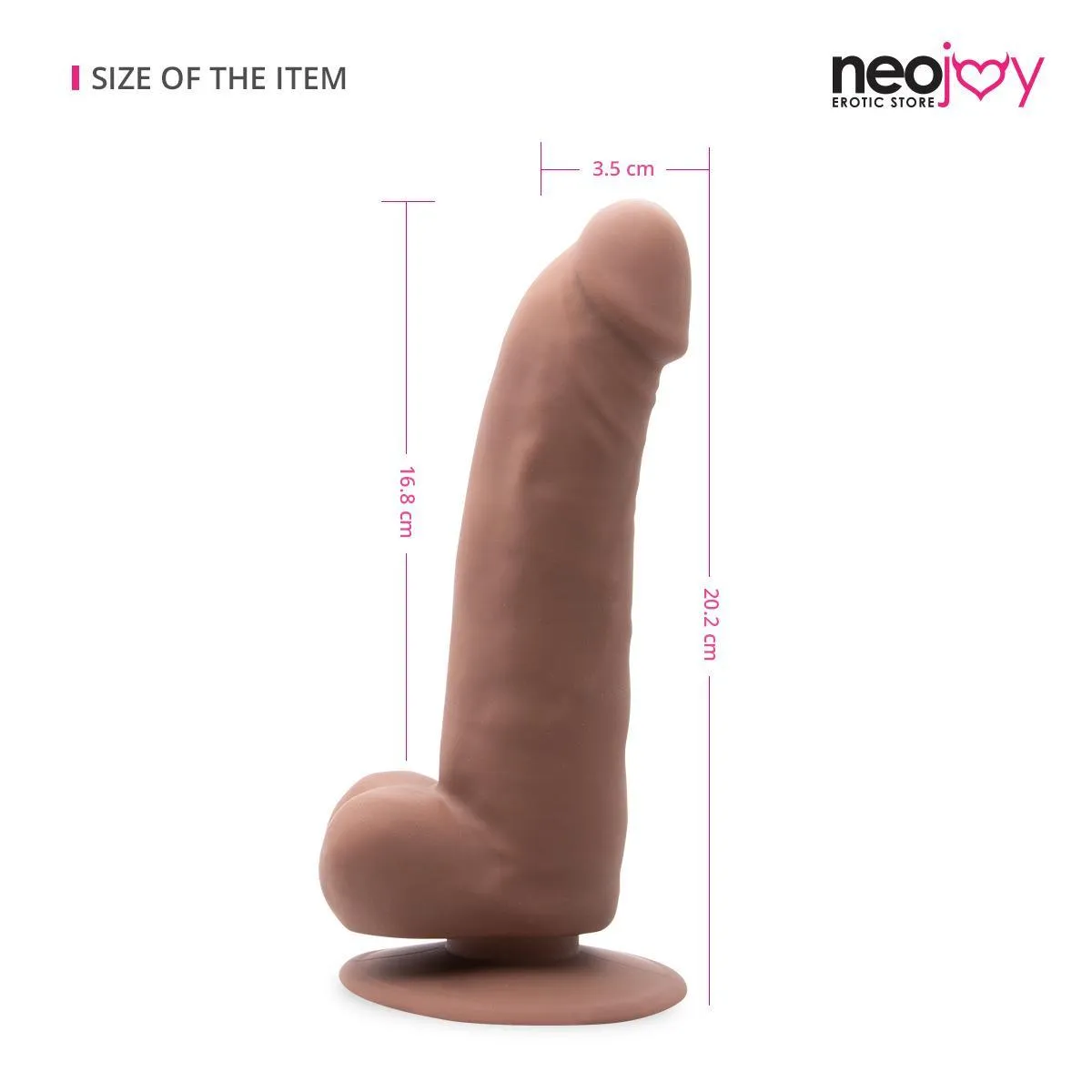 Neojoy - Real-Feel Silicone Dong Dildo With Suction Cup - Brown - 20.2cm - 8 inch